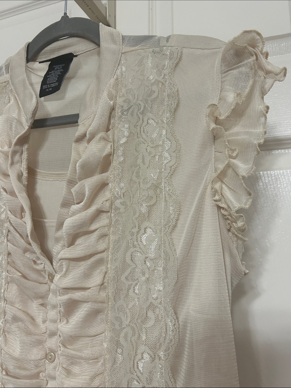 Metaphor Lace Ruched Dreamy Romantic Top Date Night Vibes Soft Feminine Y2K XL - Picture 4 of 9